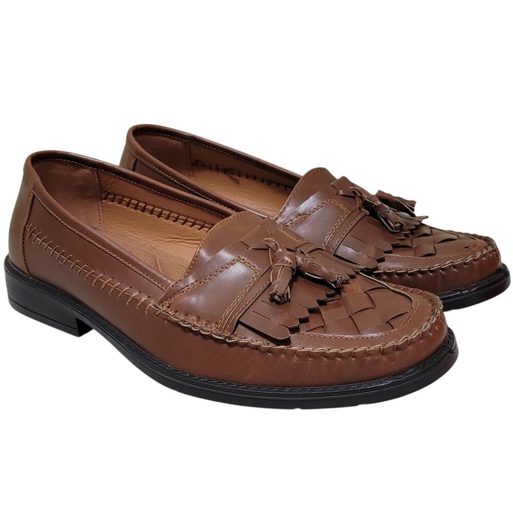 Deer Stags Men Herman Slip On Tassel Loafer Size US 8.5W Cognac Faux Leather